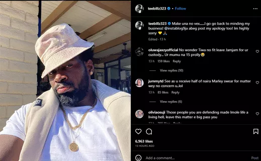 'I'm highly sorry' - Teebillz makes U-turn, apologizes for supporting Naira Marley