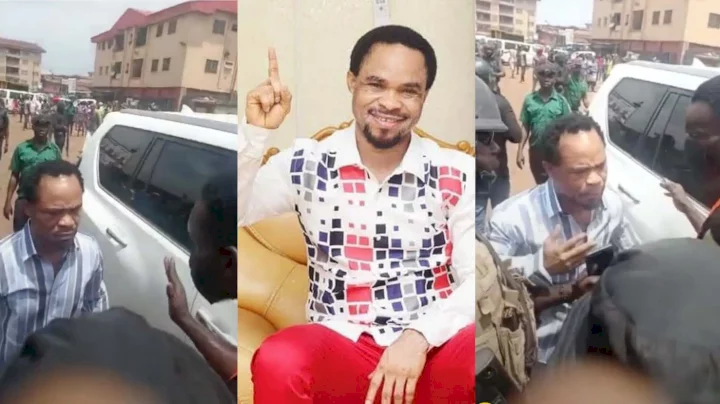 Heartbreaking moment as Prophet Odumeje Indaboski fights government workers over church demolition (video)
