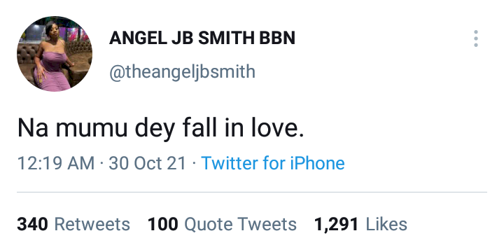'Na mumu dey fall in love' - Reality star, Angel Smith sparks speculations over relationship status
