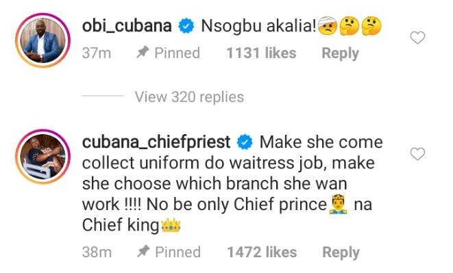Reactions as billionaire, Obi Cubana replies lady who drew tattoo of him at her back (Screenshot)