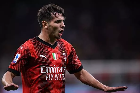 Brahim Diaz of AC Milan  reacts during the Serie A football