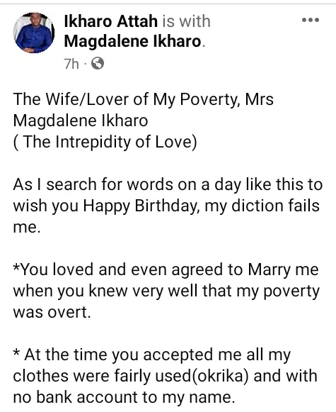 'Lover of my poverty