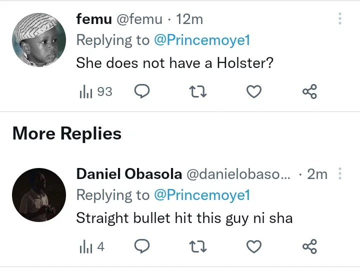 Reactions as Nigerian Police FPRO replies man who questioned why an air hostess was holding a gun.