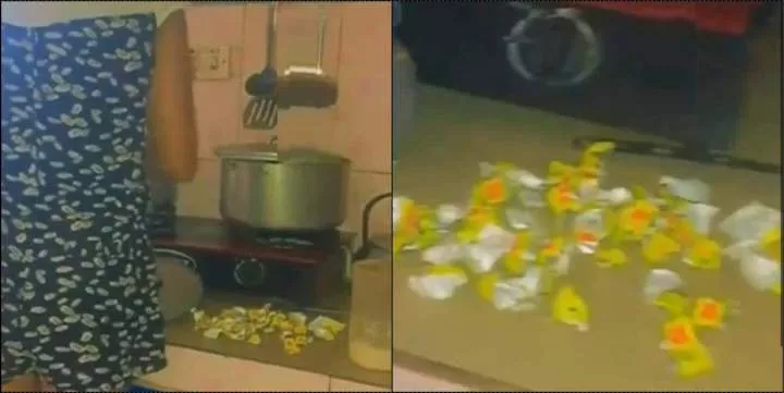 "Maggi-A-Thon" - Lady causes a stir as she cooks with over 10 seasoning cubes (Video)