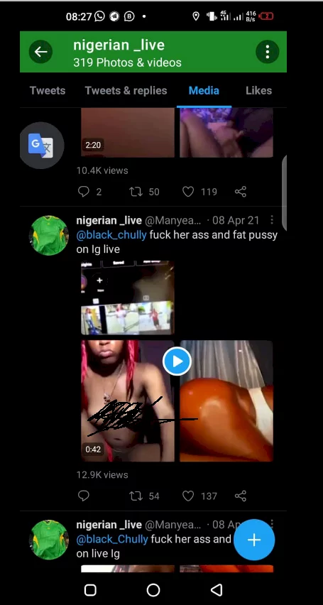 Nigerian TikTok star Black Chully called out for allegedly 'lying about not knowing how her sex tape got leaked; she has been 'hosting live videos' of her sex content on Instagram since 2020