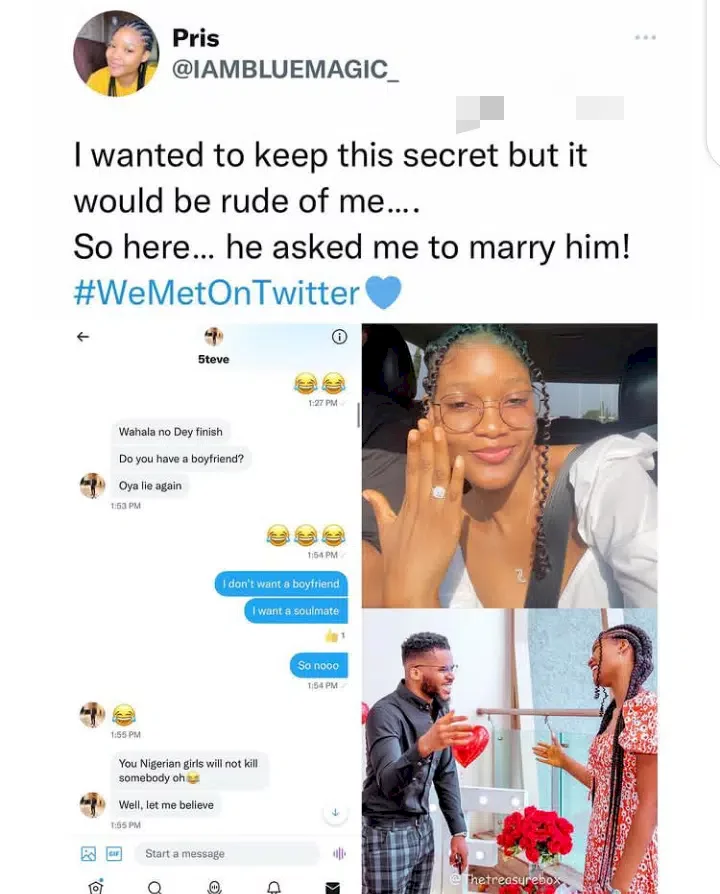 Nigerian lady set to marry man she met on Twitter, shares their chats