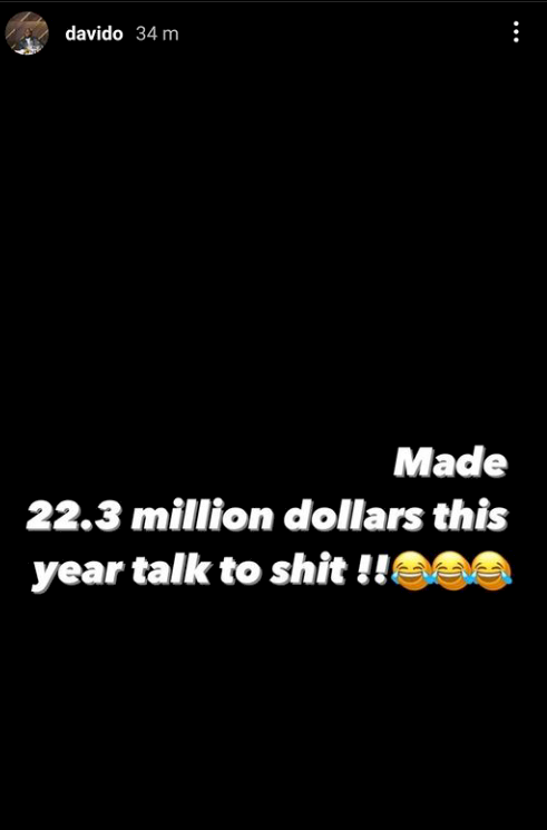 Davido reveals total amount he made in 2021