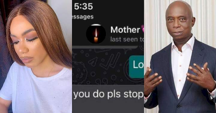 Please stop sm0king shisha if you love me - Ned Nwoko's daughter leaks chat with her mother (Screenshot)