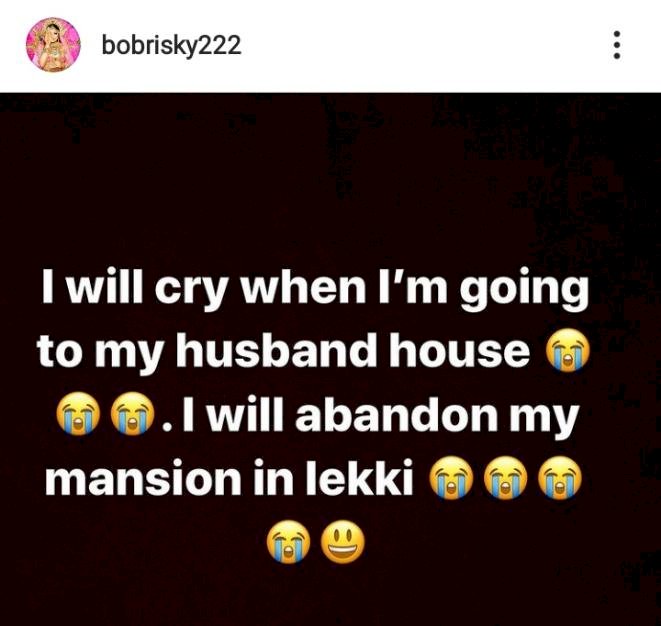 Nigerians react as Bobrisky reveals what he will do when he gets to his husband’s house