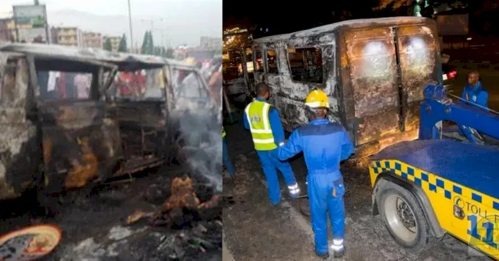Passengers burn to death as bus goes up in flames in Lagos