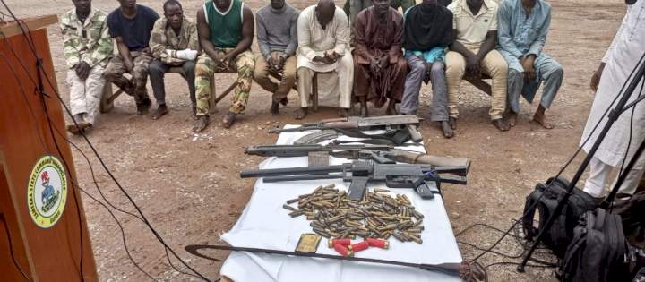 Police arrest 8 suspected informants who supply ammunition, military uniforms and motorcycles to bandits in Zamfara 