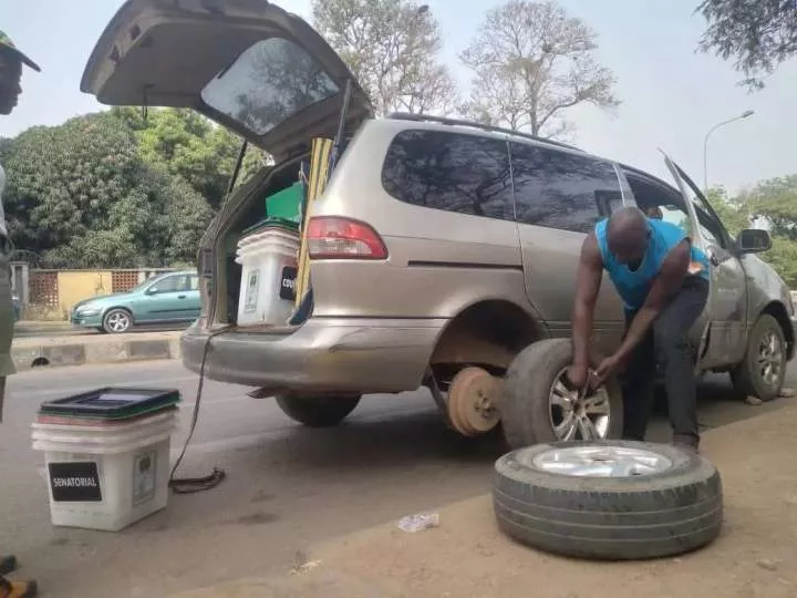 Vehicle conveying election materials breaks down in Enugu (photos)