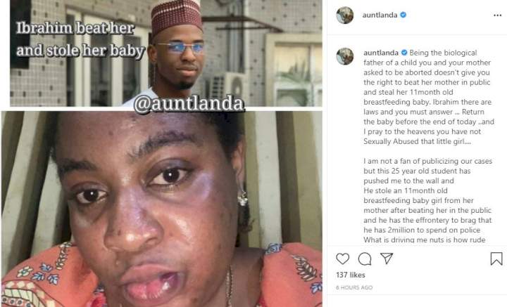 Lady calls out her ex-lover, who assaulted her, rejected her pregnancy and stole her 11 months old baby