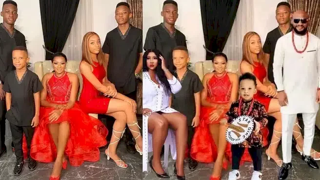 "This is how it should be; May zukwanuike!" - Yul Edochie reacts to him and Judy Austin being photoshopped into family photo shared by May