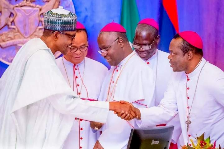 Kukah, Buhari All Smiles As They Meet In Aso Villa
