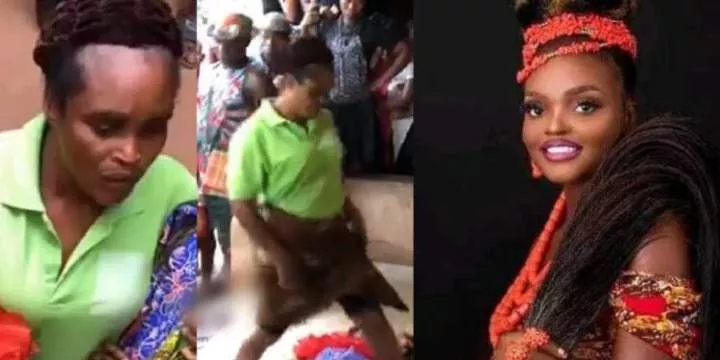 Woman forced to walk over her daughter's corpse to prove her innocence in the girl's dɘath in Anambra (video)