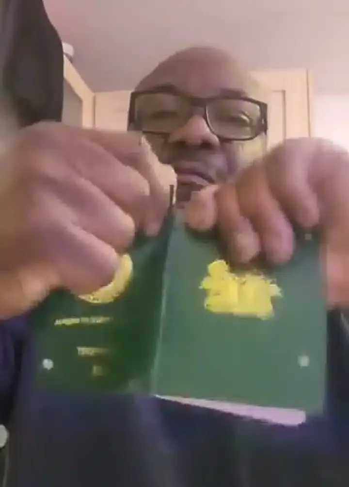 Abroad-based Nigerian men rip their Nigerian passports apart over outcome of 2023 elections (Video)