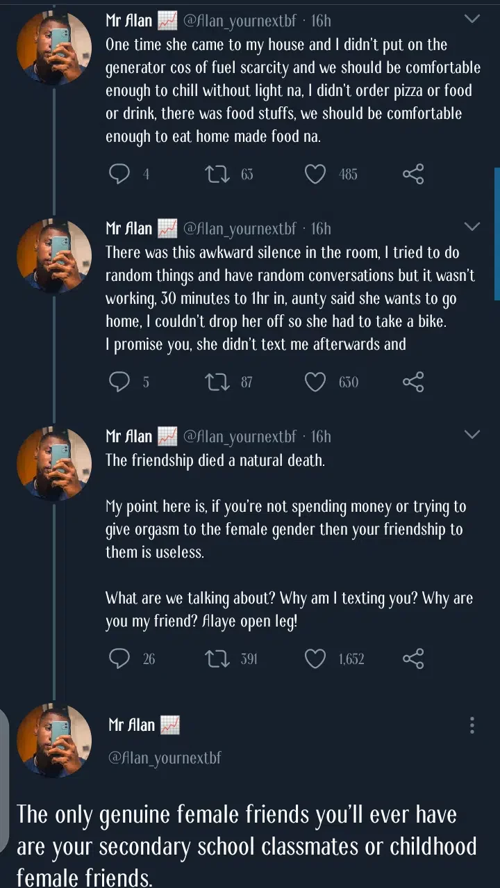 Ladies don't value friendships - Man reveals how his relationship with female friend ended because he didn't order pizza for her