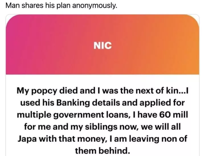 Next of kin takes N60M loan with late father's info, plans to japa with siblings