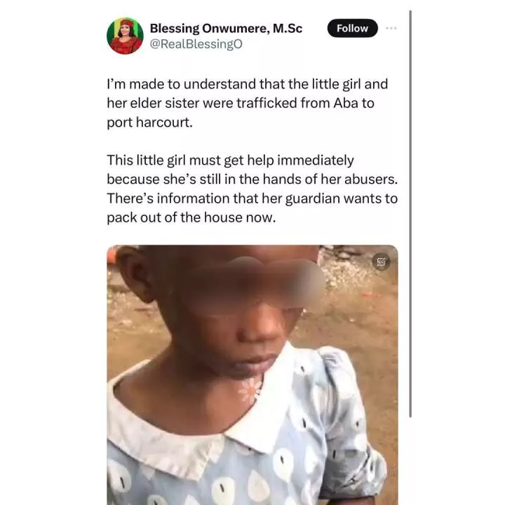 Nigerians cry out for help for 8-year-old girl allegedly being assaulted by her madam in Port Harcourt (videos)