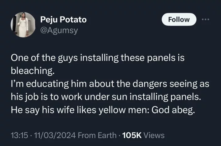 'My wife likes yellow men