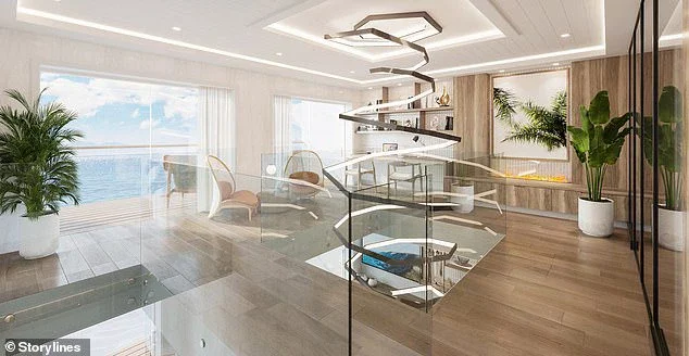 Pictured is the upper level of a penthouse on MV Narrative