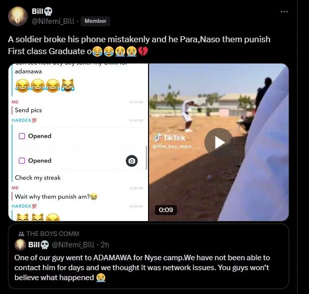 Soldier Punishes First Class Graduate at NYSC camp After Breaking His Phone (Video)