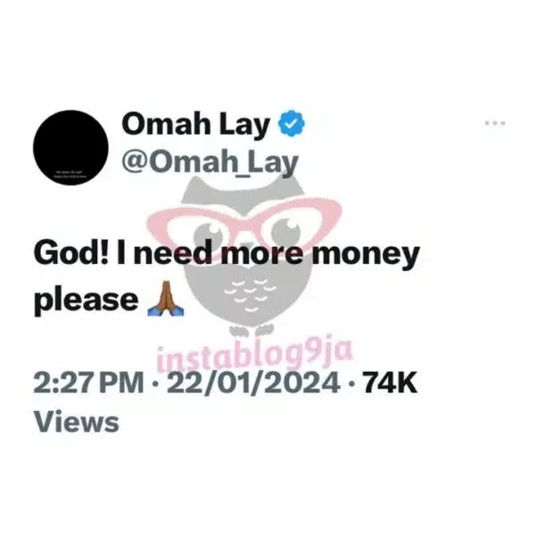 'I need more money' - Omah Lay cries out, netizens react
