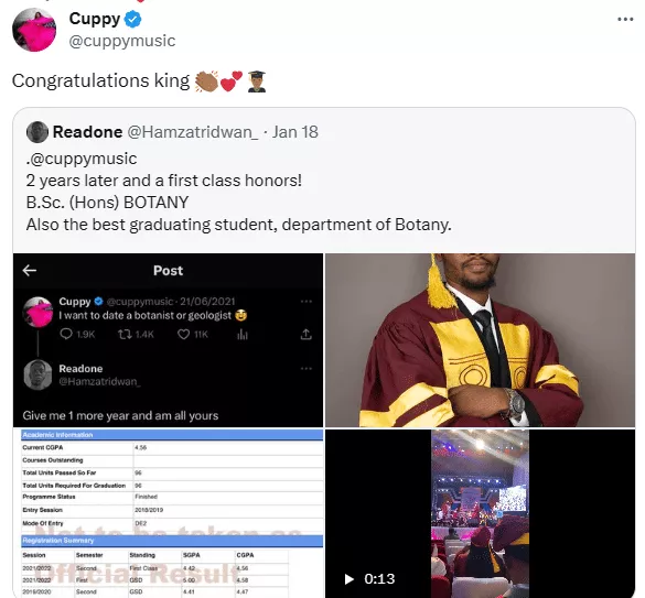 Cuppy replies graduate who reminded her of her desire to date a botanist