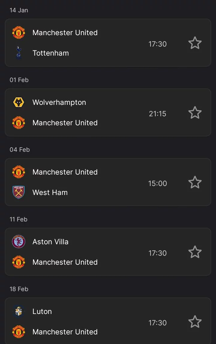 Manchester United's Next 5 Games That Might See Them Drop Points On The EPL Table