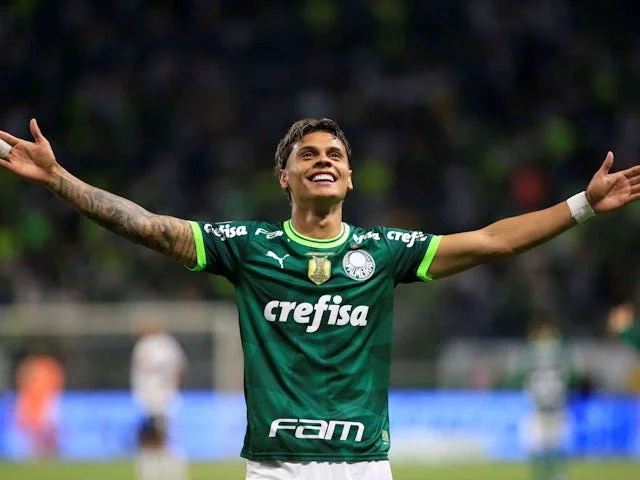 Palmeiras' Richard Rios reacts on October 25, 2023