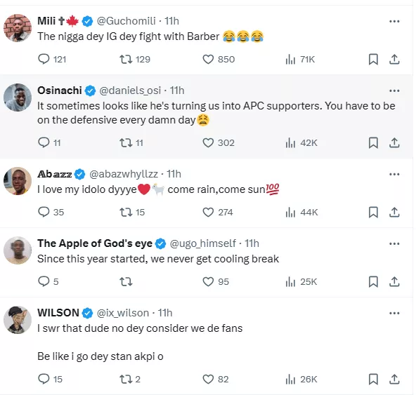 Davido's fans lament having to defend him every day amid beef with Abuja barber