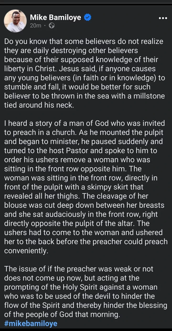 How A Man of God Ordered Ushers to Remove a Woman Sitting in the Front Row Opposite Him - Bamiloye