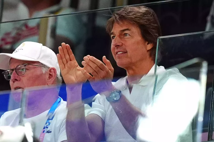 Tom Cruise watching the Artistic Gymnastics at the Bercy Arena, on the second day of the 2024 Paris Olympic Games in France. Picture date: Sunday July 28, 2024. 