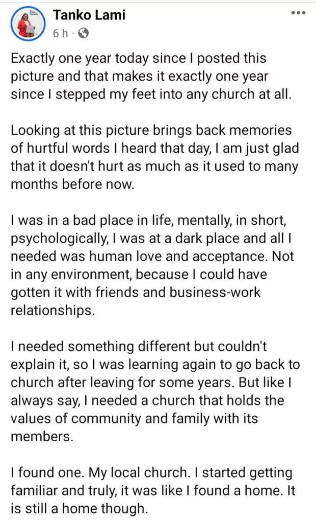 Lady recounts how she stopped going to church for over a year after being shamed for her 'indecent' dressing