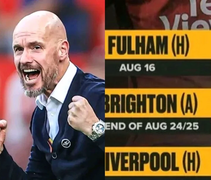 Man United's First Six Fixtures for the New Season Including Tough Matches vs Liverpool and Spurs.