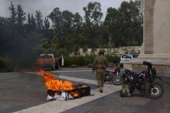 The burning coffin dragged from the tomb