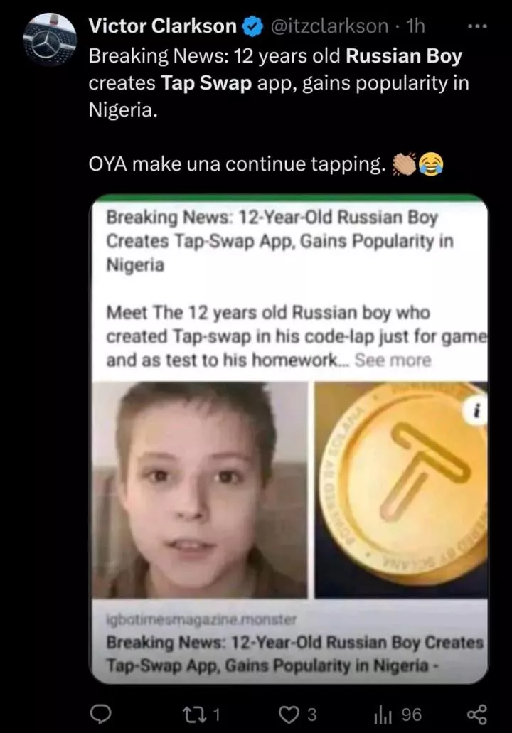 12-year-old Russian boy alleged as founder of TapSwap