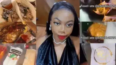 Nigerian lady flaunts food from Davido and Chioma's wedding, calls herself 'certified foodie'