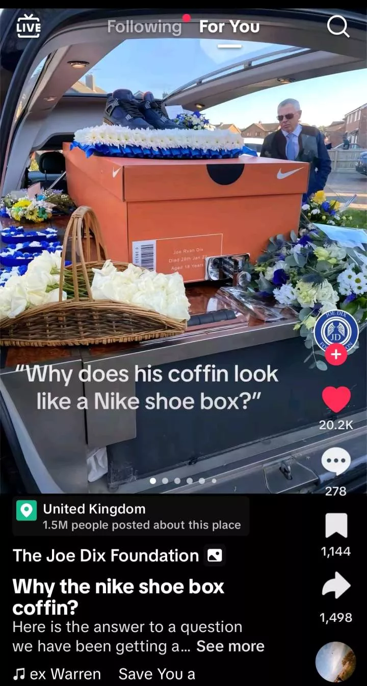 Little boy's extreme love for Nike shoes honored with shoe box-shaped coffin at funeral