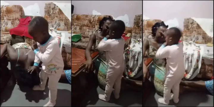 'Demons must go' - Little boy lays hands on his mother, speaks in tongues while praying for her