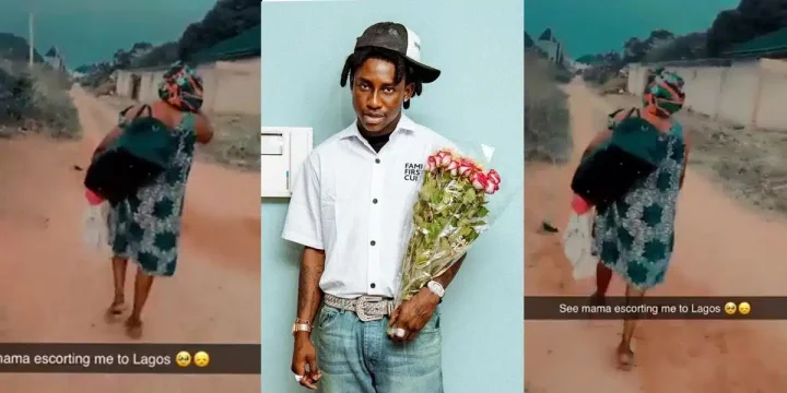 'Mothers are Gold' - Shallipopi shares heartwarming Video of his mom seeing him off to Lagos