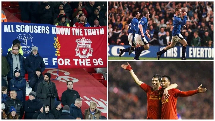 Collage of Liverpool and Everton moments