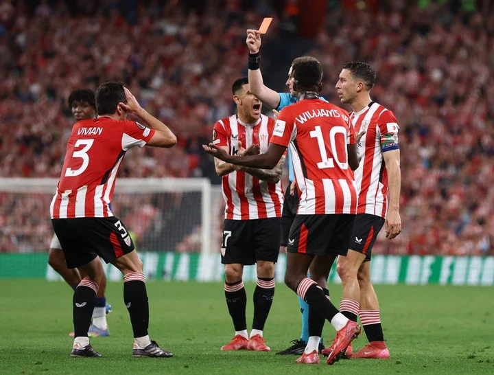 Athletic went down to 10 men after 35 minutes in the first leg