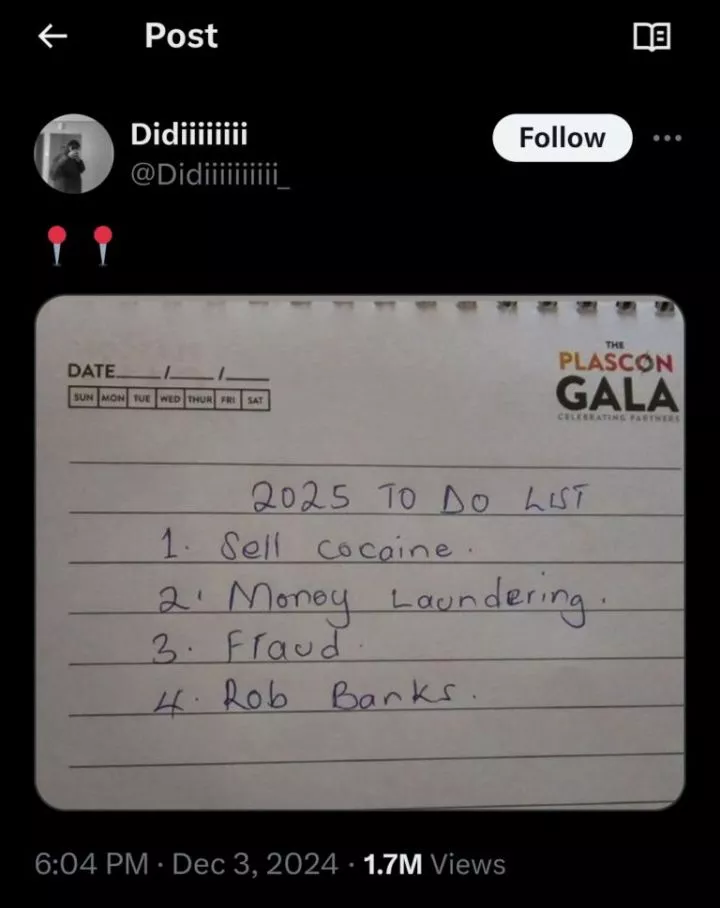 South African man shocks the internet by boldly publishing his 2025 to-do list online