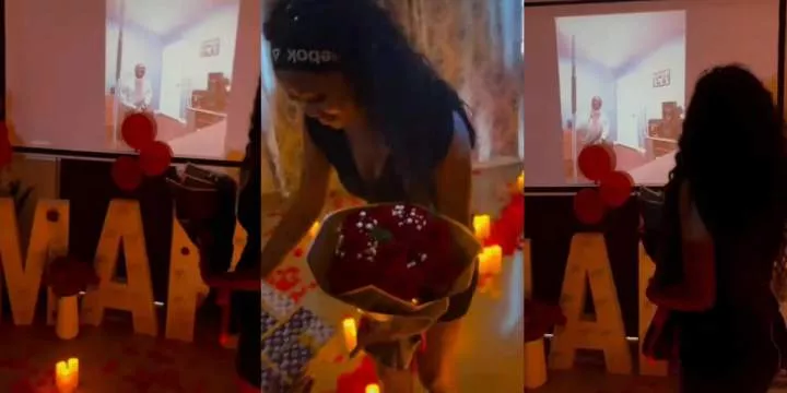 "I want to download a man" - Jealousy erupts online as Nigerian man proposes to girlfriend in emotional live video