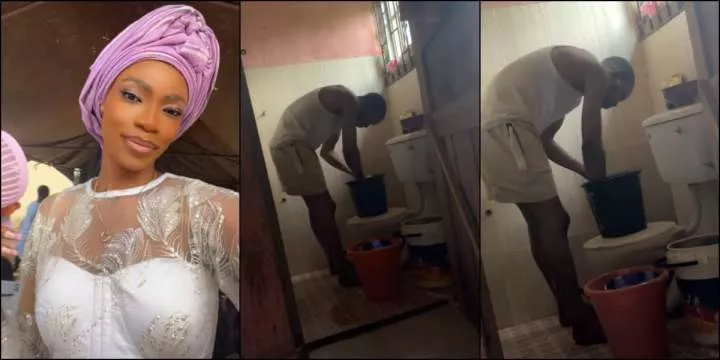 Lady publicly appreciates boyfriend who washes her underwear (Video)