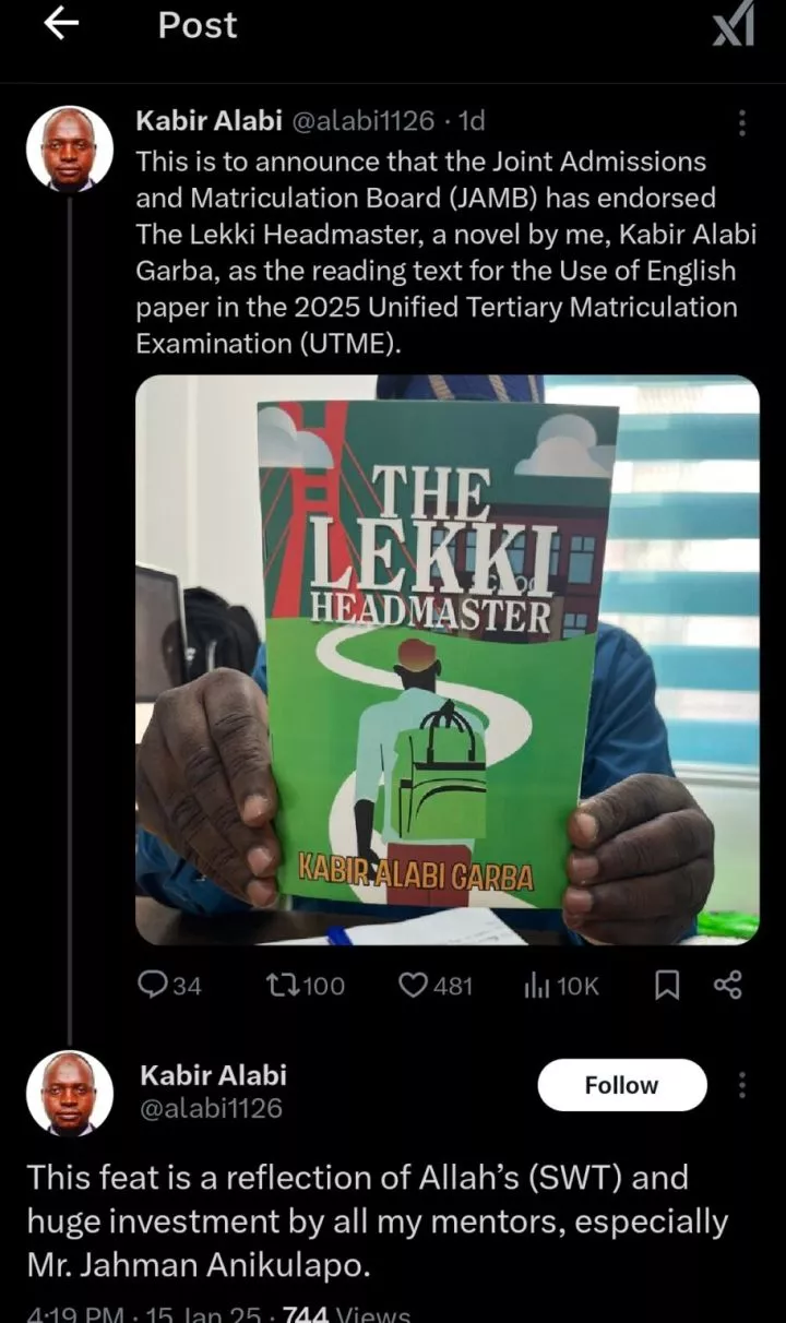 JAMB selects 'The Lekki Headmaster' as official reading text for 2025 UTME