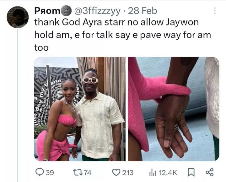 Jaywon warns Ayra Starr and her supporters over photo he took with her that has been used to troll him