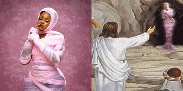 Netizens mock Phyna over bandage outfit, likens her to "Lazarus" in the Bible